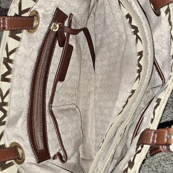 Michael Kors signature fabric / leather "jet set" large tote - browns - Picture 6 of 11